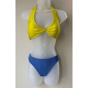 Aerie Twist Halter Bikini Top And Bikini Bottoms Set Size M